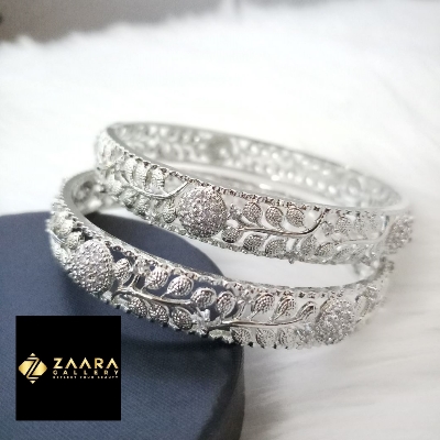 Picture of Diamond Cut AD Stone Golden and Silver Color Bangles for Women (Imported) M-DCB529GS - 2 Pieces- Bangles - Bangles for Women - চুড়ি