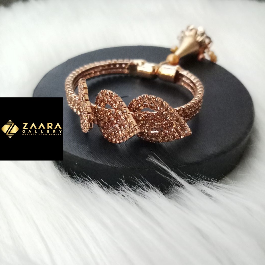 Picture of Stone & White Beads Jhumka Golden Color Kids Bracelet For Girls - 1 Piece (Imported) M-KB7912 - Kid's Bracelet