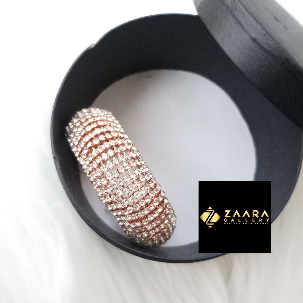 Picture of White Stone Golden Color Kids Bracelet For Girls - 1 Piece (Imported) M-KB7919 - Kid's Bracelet