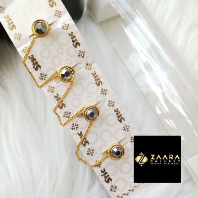 Picture of 4 Pieces Set Golden Chain Metal & Stone Panjabi Button For Men (Imported) M-615 - Panjabi Button for Men