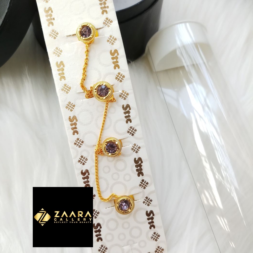 Picture of 4 Pieces Set Golden Chain Metal & Stone Panjabi Button For Men (Imported) M-615 - Panjabi Button for Men