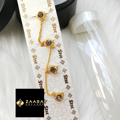 Picture of 4 Pieces Set Golden Chain Metal & Stone Panjabi Button For Men (Imported) M-615 - Panjabi Button for Men