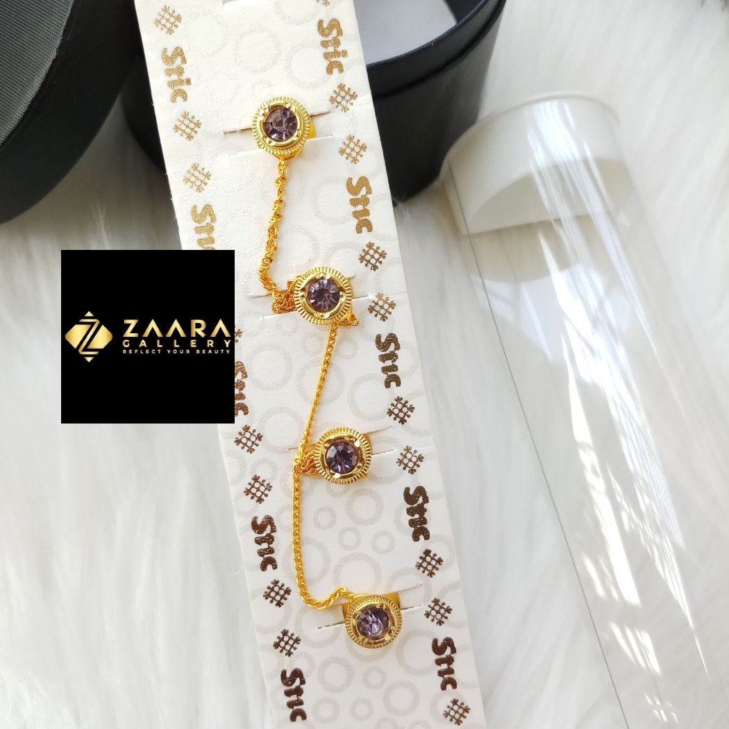 Picture of 4 Pieces Set Golden Chain Metal & Stone Panjabi Button For Men (Imported) M-615 - Panjabi Button for Men