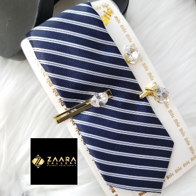 Picture of Tie And Tie Clips And Cufflinks Set For Men (Imported) (M-TTC11101) - Tie And Tie Clips And Cufflinks Set