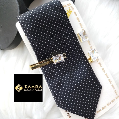 Picture of Tie And Tie Clips And Cufflinks Set For Men (Imported) (M-TTC11102) - Tie And Tie Clips And Cufflinks Set