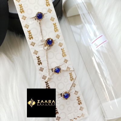 Picture of 4 Pieces Set Silver Chain Metal & Stone Panjabi Button For Men (Imported) M-609 - Panjabi Button for Men