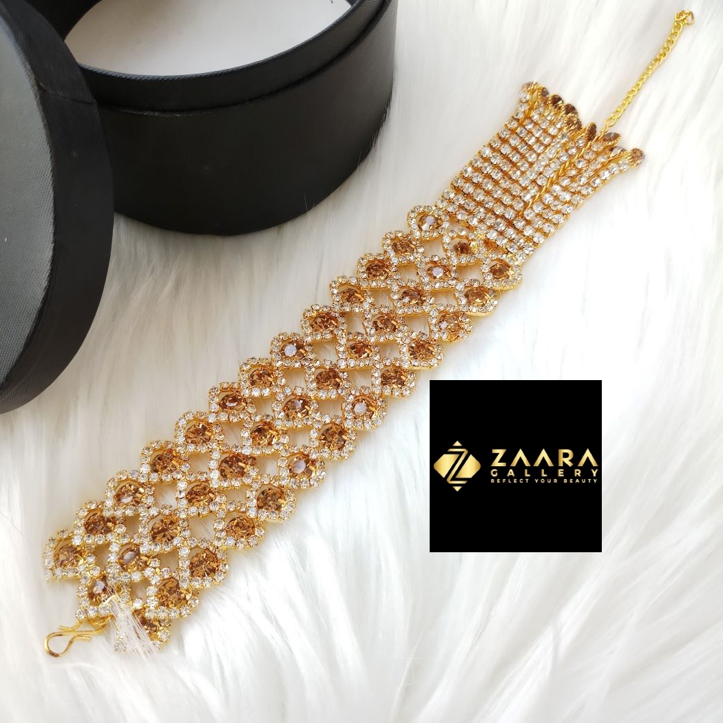 Picture of New Exclusive Stylish Golden & White Stone Golden Bracelet For Girls & Women (Imported) M-STB05 - Bracelet for Women & Girls