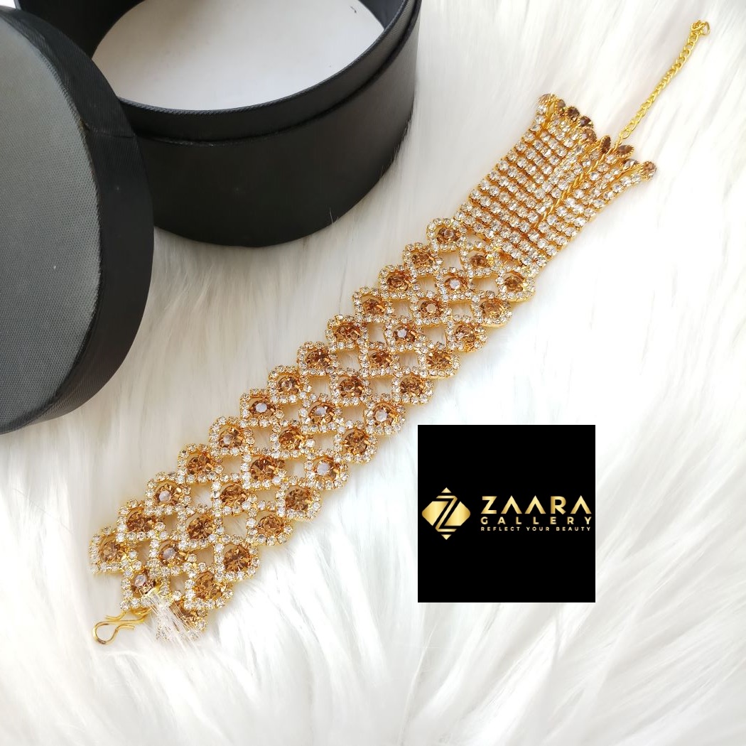 Picture of New Exclusive Stylish Golden & White Stone Golden Bracelet For Girls & Women (Imported) M-STB05 - Bracelet for Women & Girls