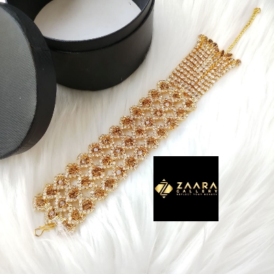 Picture of New Exclusive Stylish Golden & White Stone Golden Bracelet For Girls & Women (Imported) M-STB05 - Bracelet for Women & Girls