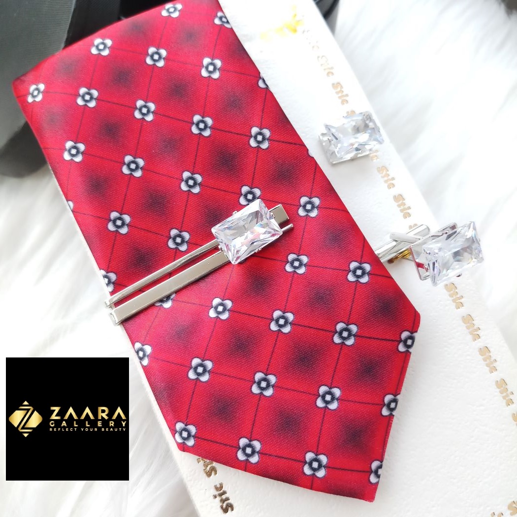 Picture of Tie And Tie Clips And Cufflinks Set For Men (Imported) (M-TTC11106)- Tie And Tie Clips And Cufflinks Set