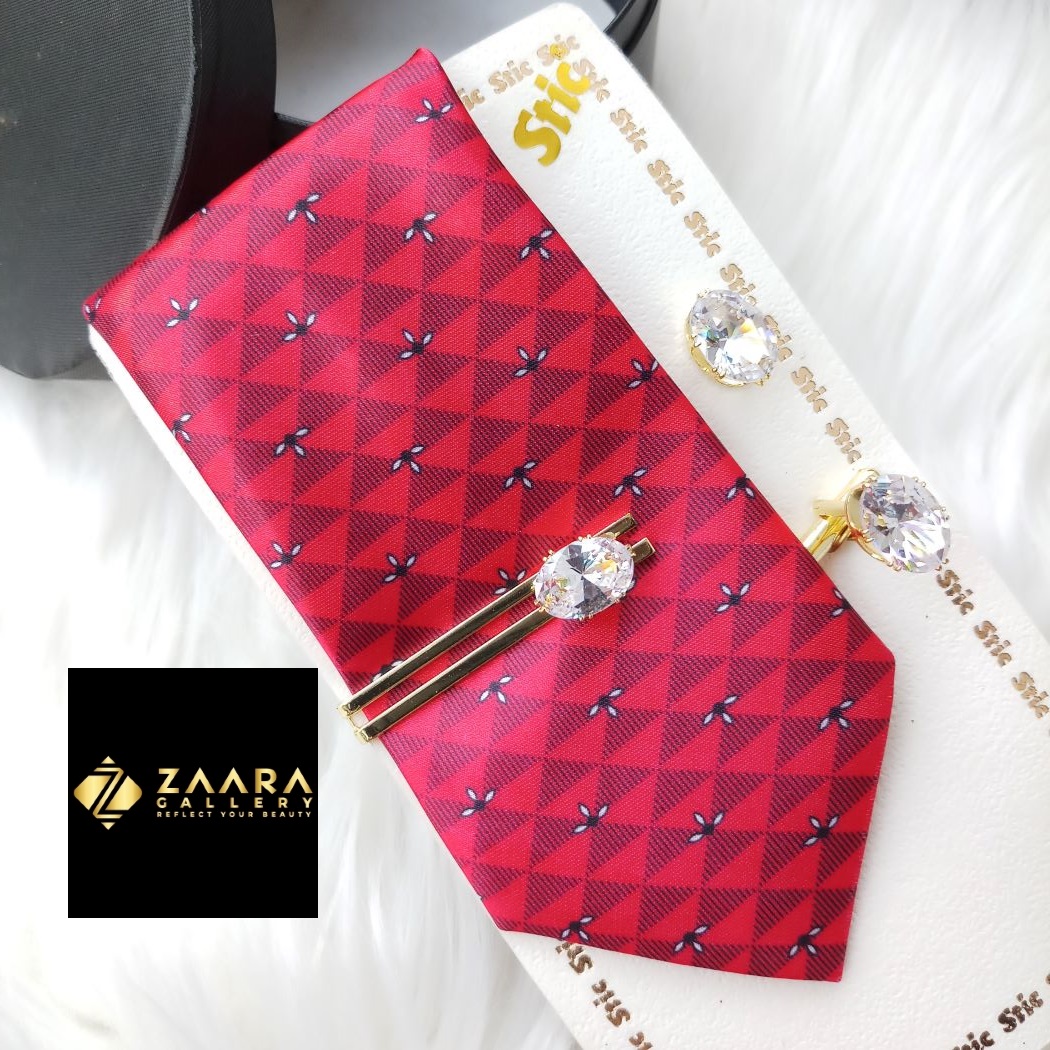 Picture of Tie And Tie Clips And Cufflinks Set For Men (Imported) (M-TTC11107) - Tie And Tie Clips And Cufflinks Set