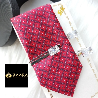 Picture of Tie And Tie Clips And Cufflinks Set For Men (Imported) (M-TTC11105) - Tie And Tie Clips And Cufflinks Set