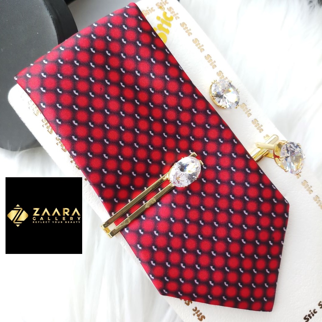 Picture of Tie And Tie Clips And Cufflinks Set For Men (Imported) (M-TTC11108) - Tie And Tie Clips And Cufflinks Set