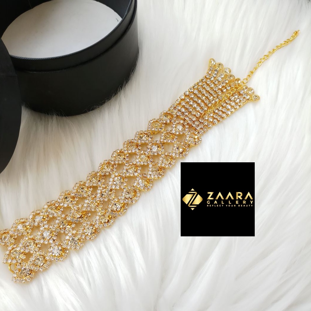 Picture of New Exclusive Stylish Golden and White Stone Golden Bracelet For Girls & Women (Imported) M-STB08-1 Piece - Bracelet for Women & Girls