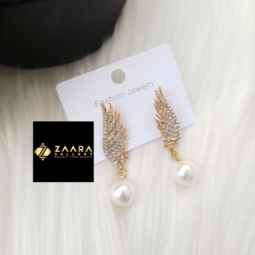 Picture of Korean Fashion Stone Golden Earrings For Women & Girls - 1 Pair (Imported) M-ST575 - Earring - Earrings for Women