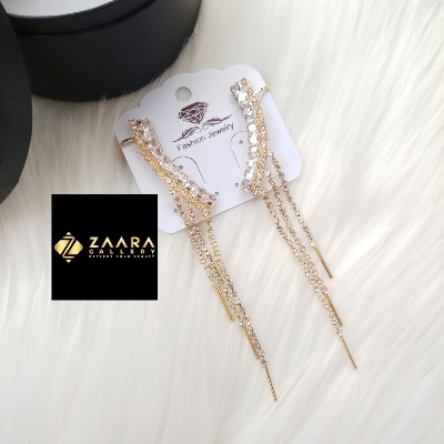 Picture of Korean Fashion Stone Golden Earrings For Women & Girls - 1 Pair (Imported) M-ST580 - Earring - Earrings for Women