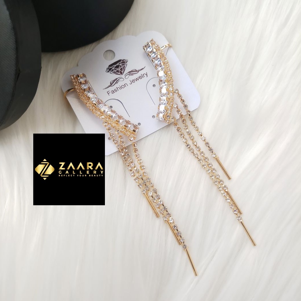 Picture of Korean Fashion Stone Golden Earrings For Women & Girls - 1 Pair (Imported) M-ST580 - Earring - Earrings for Women