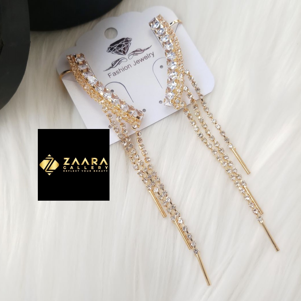 Picture of Korean Fashion Stone Golden Earrings For Women & Girls - 1 Pair (Imported) M-ST580 - Earring - Earrings for Women