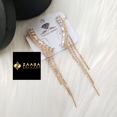 Picture of Korean Fashion Stone Silver & Golden Earrings For Women & Girls (Imported) - 1 Pair M-ST581 - Earring - Earrings for Women