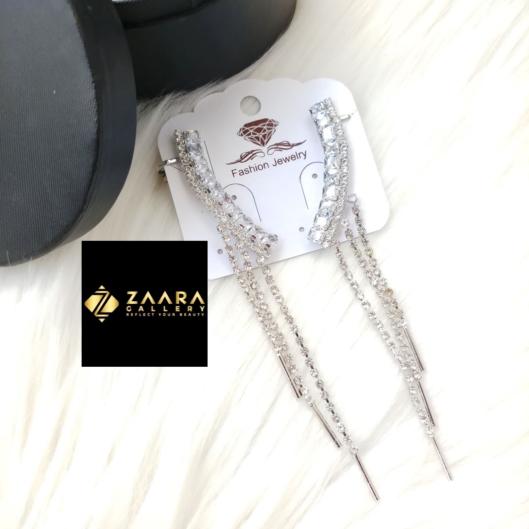 Picture of Korean Fashion Stone Silver & Golden Earrings For Women & Girls (Imported) - 1 Pair M-ST581 - Earring - Earrings for Women