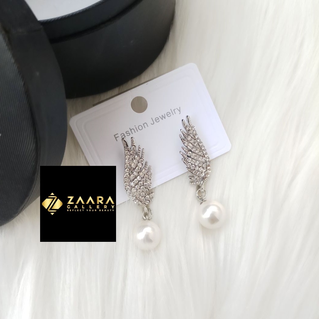 Picture of Korean Fashion Stone Silver & Golden Earrings For Women & Girls - 1 Pair (Imported) M-ST577 - Earring - Earrings for Women