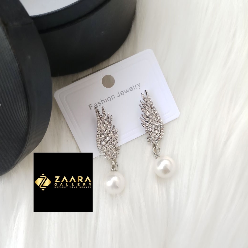 Picture of Korean Fashion Stone Silver & Golden Earrings For Women & Girls - 1 Pair (Imported) M-ST577 - Earring - Earrings for Women
