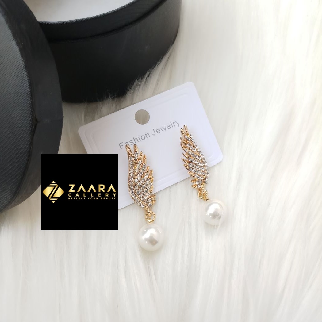 Picture of Korean Fashion Stone Silver & Golden Earrings For Women & Girls - 1 Pair (Imported) M-ST577 - Earring - Earrings for Women