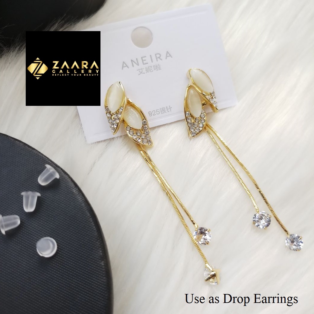 Picture of Korean Fashion Stone Golden Earrings For Women & Girls - 1 Pair (Imported) M-ST582 - Earring - Earrings for Women