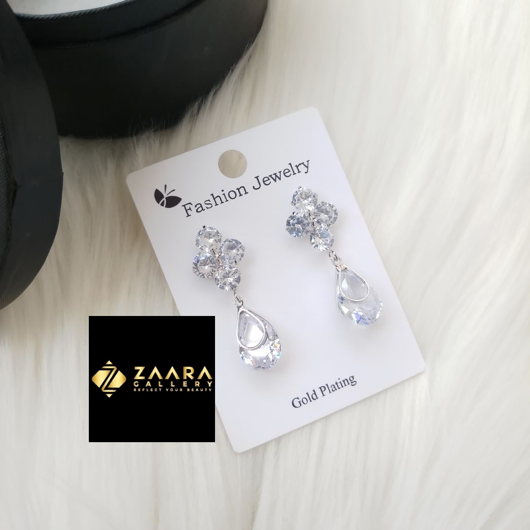 Picture of Korean Fashion Stone Silver Color Earrings For Women & Girls - 1 Pair (Imported) M-ST583 - Earring - Earrings for Women