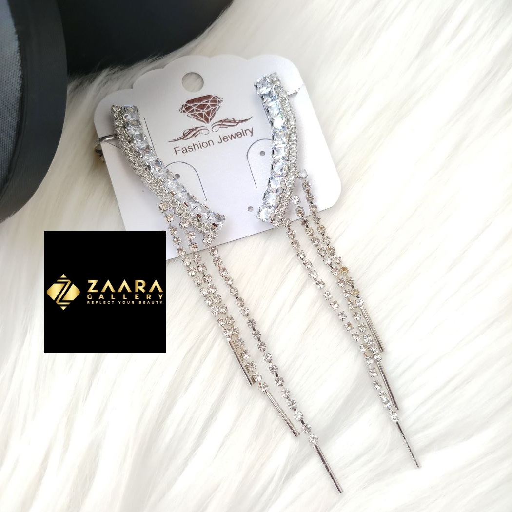 Picture of Korean Fashion Stone Silver Color Earrings For Women & Girls - 1 Pair (Imported) M-ST579 - Earring - Earrings for Women