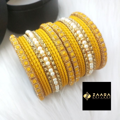 Picture of Premium Quality Bridal Bangles for Women (Yellow) (Imported) M-PQB980003 - 22 Pieces - Bangles - Bangles for Women - চুড়ি