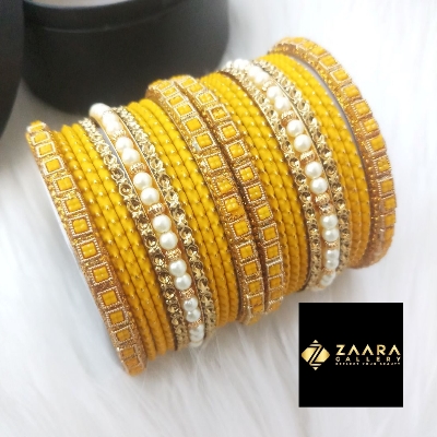 Picture of Premium Quality Bridal Bangles for Women (Yellow) (Imported) M-PQB980003 - 22 Pieces - Bangles - Bangles for Women - চুড়ি