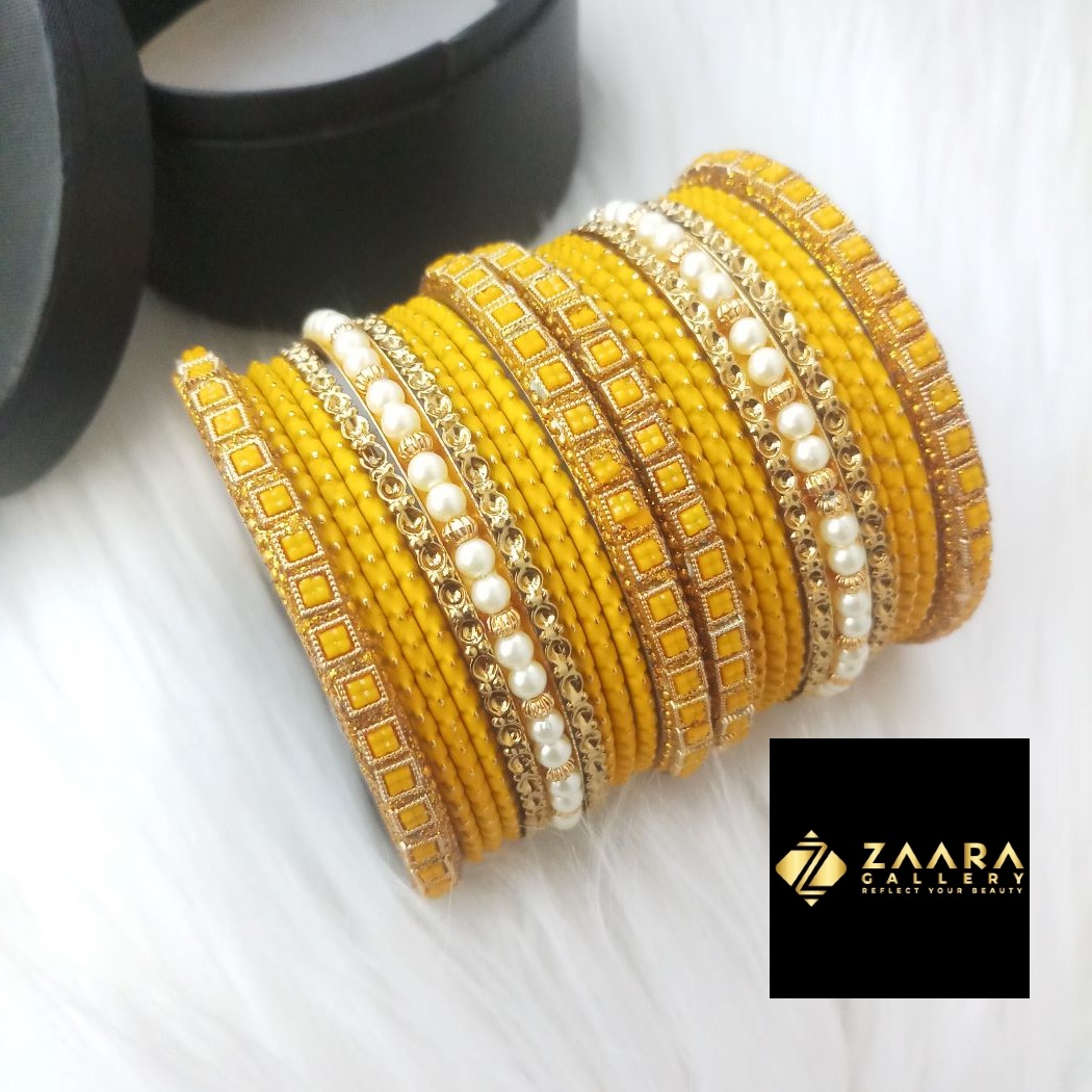 Picture of Premium Quality Bridal Bangles for Women (Yellow) (Imported) M-PQB980003 - 22 Pieces - Bangles - Bangles for Women - চুড়ি