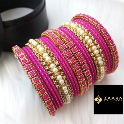 Picture of Premium Quality Bridal Bangles for Women (Magenta) (Imported) M-PQB980006 - 22 Pieces - Bangles - Bangles for Women - চুড়ি