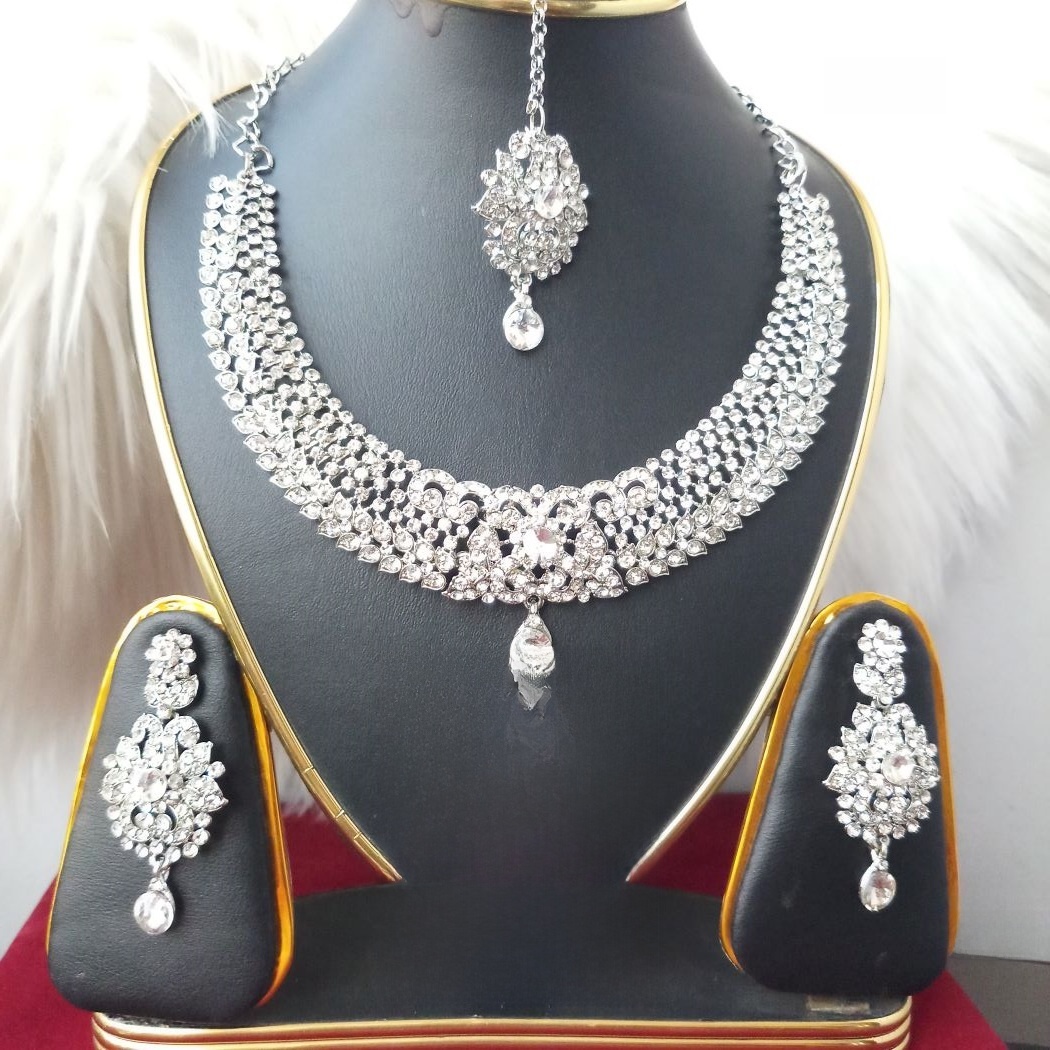 Picture of Wedding /Party Bridal Choker Necklace & Earrings Set for Women (Imported) M-A266 - Necklace Set for Women - Necklace Tikli Earrings Set - Jewellery Sets