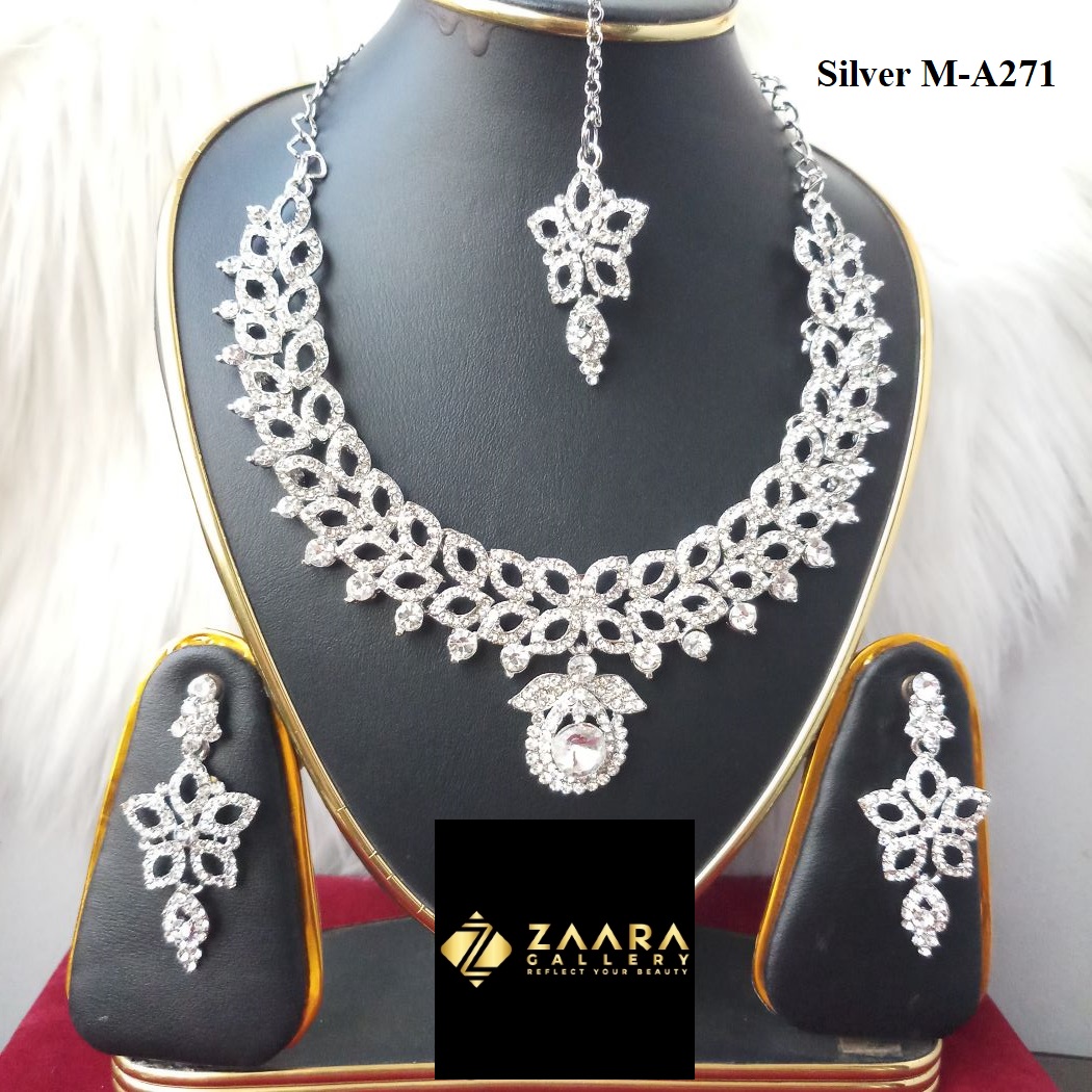 Picture of Wedding /Party Bridal Necklace & Earrings Set for Women (Imported) M-A271 - Necklace Set for Women - Necklace Tikli Earrings Set - Jewellery Sets