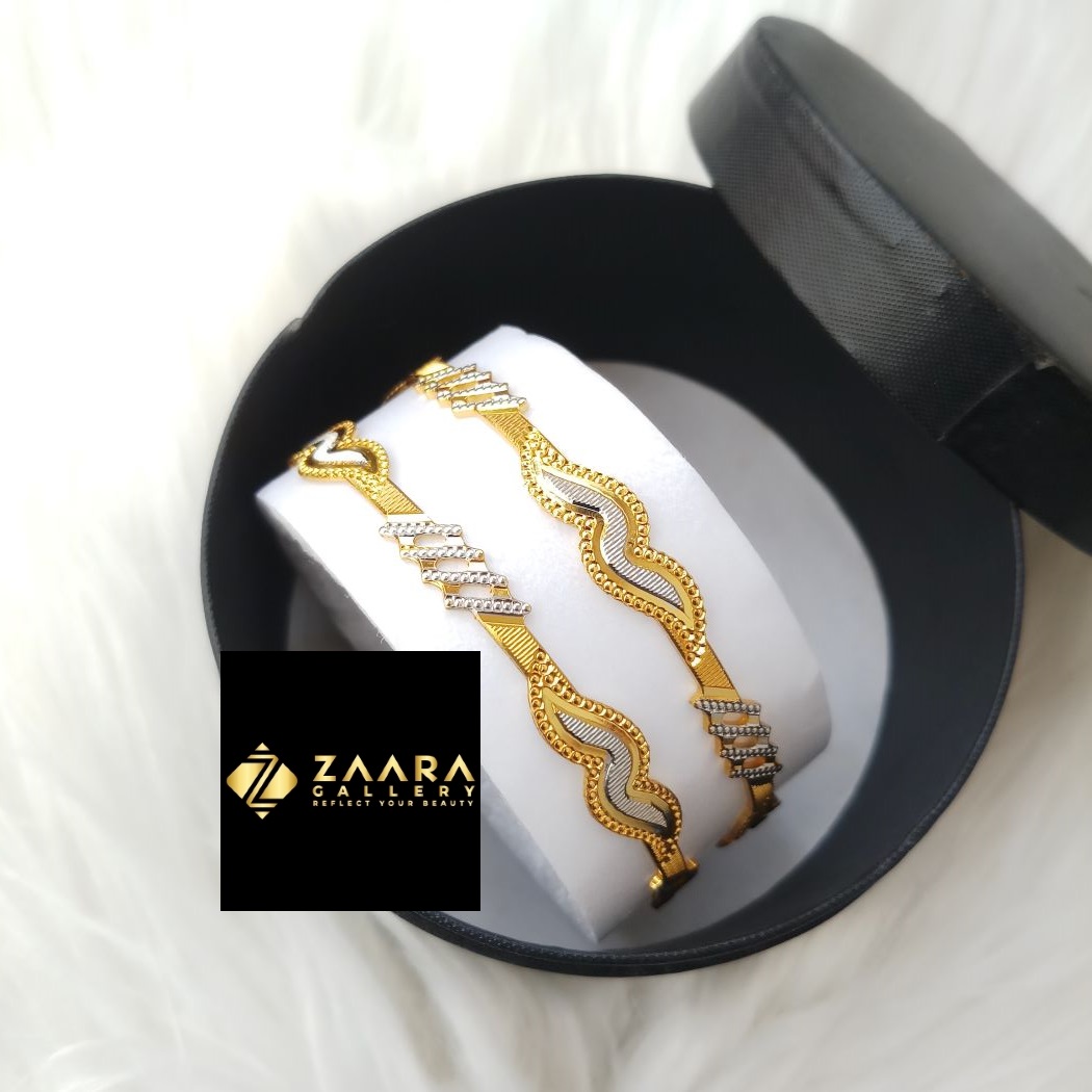 Picture of City Gold Bangles/ Gold Plated & Silver Plated Two-Tone Color Laser Cut Bangles For Women - 2 Pieces Top Quality Color Grade-1 (Imported) Gold & Silver CT7088 - Bangles
