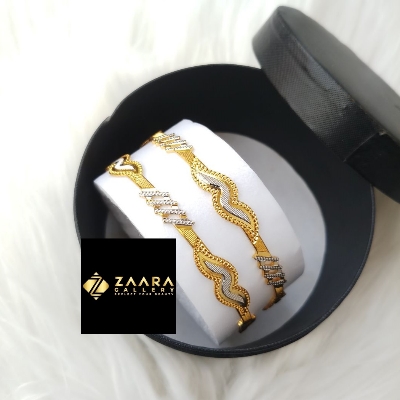 Picture of City Gold Bangles/ Gold Plated & Silver Plated Two-Tone Color Laser Cut Bangles For Women - 2 Pieces Top Quality Color Grade-1 (Imported) Gold & Silver CT7088 - Bangles
