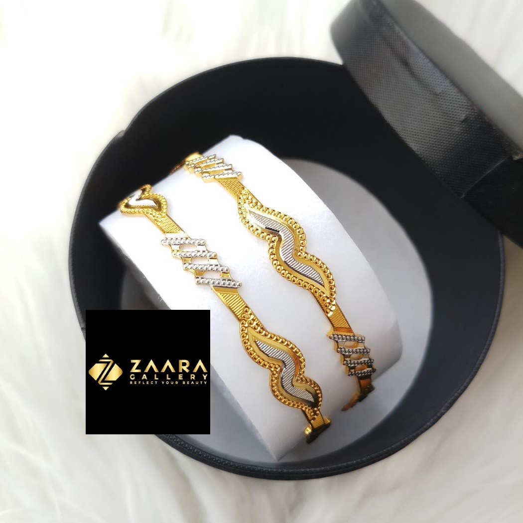 Picture of City Gold Bangles/ Gold Plated & Silver Plated Two-Tone Color Laser Cut Bangles For Women - 2 Pieces Top Quality Color Grade-1 (Imported) Gold & Silver CT7088 - Bangles