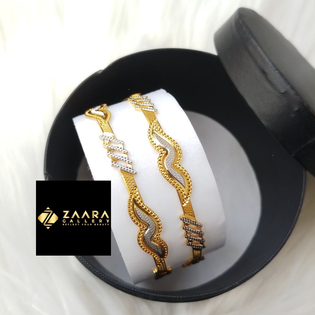 Picture of City Gold Bangles/ Gold Plated & Silver Plated Two-Tone Color Laser Cut Bangles For Women - 2 Pieces Top Quality Color Grade-1 (Imported) Gold & Silver CT7088 - Bangles