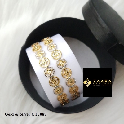 Picture of City Gold Bangles/ Gold Plated & Silver Plated Two-Tone Color Laser Cut Bangles For Women M-CT7087 - 2 Pieces Top Quality Color Grade-1 (Imported) - Bangles