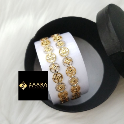 Picture of City Gold Bangles/ Gold Plated & Silver Plated Two-Tone Color Laser Cut Bangles For Women M-CT7087 - 2 Pieces Top Quality Color Grade-1 (Imported) - Bangles