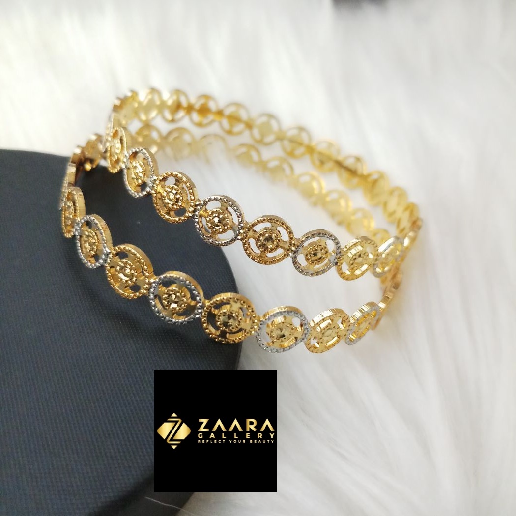 Picture of City Gold Bangles/ Gold Plated & Silver Plated Two-Tone Color Laser Cut Bangles For Women M-CT7087 - 2 Pieces Top Quality Color Grade-1 (Imported) - Bangles