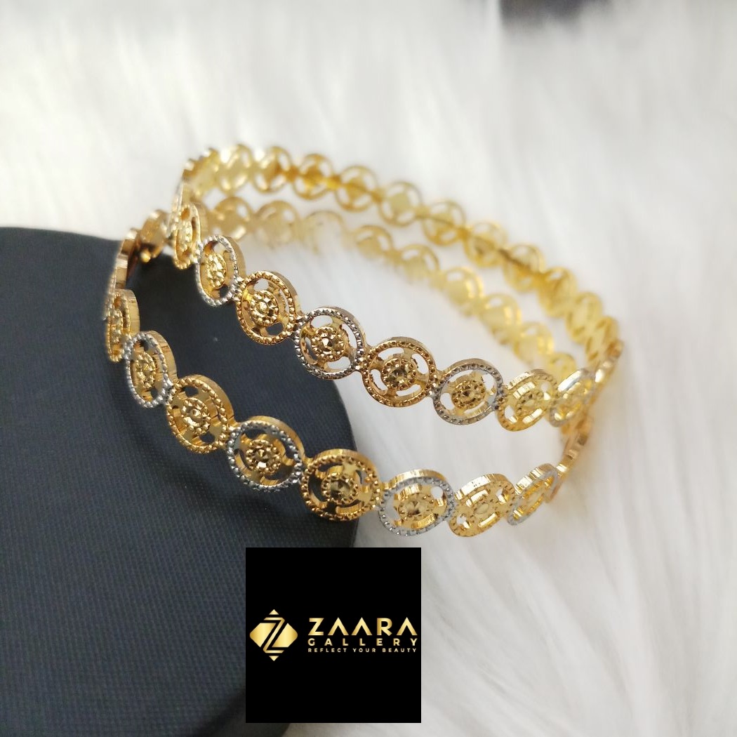 Picture of City Gold Bangles/ Gold Plated & Silver Plated Two-Tone Color Laser Cut Bangles For Women M-CT7087 - 2 Pieces Top Quality Color Grade-1 (Imported) - Bangles