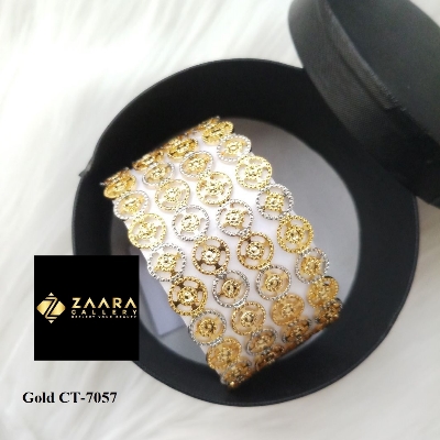 Picture of City Gold Bangles/ Gold Plated & Silver Plated Two-Tone Color Laser Cut Bangles For Women - 4 Pieces Top Quality Color Grade-1 (Imported) M-CT7057 - Bangles