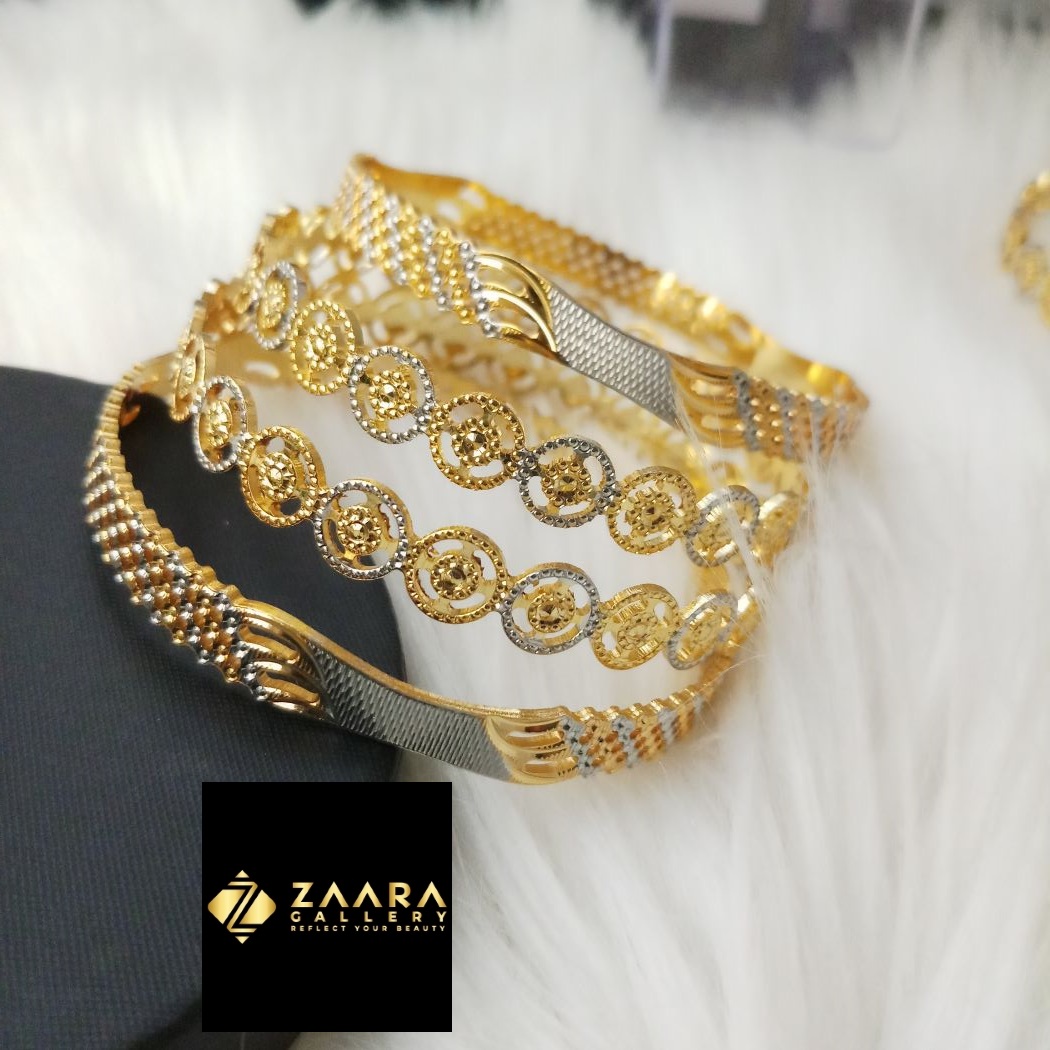 Picture of City Gold Bangles/ Gold Plated & Silver Plated Two-Tone Color Laser Cut Bangles For Women Top Quality Color Grade-1 (Imported) M-CT7058 - 4 Pieces - Bangles