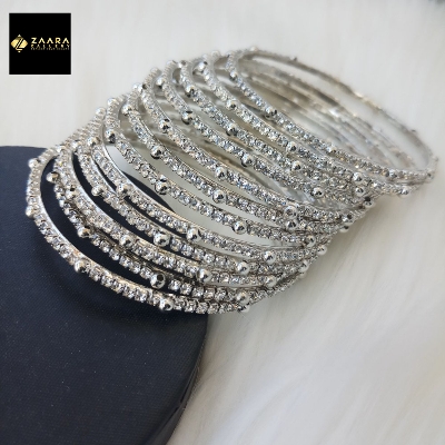 Picture of Gorgeous Stone Metal Bangles for Women (Golden - LCD) (Imported) - 12 Pieces - M-JS663GLCD - Bangles for Women - Bangles - চুড়ি