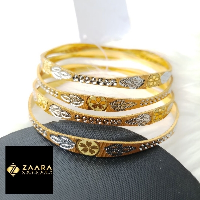 Picture of City Gold/ Gold Plated & Silver Plated Two-Tone Color Laser Cut Bangles For Women (Imported) M-CT7060 - 4 Pieces Top Quality Color - Express