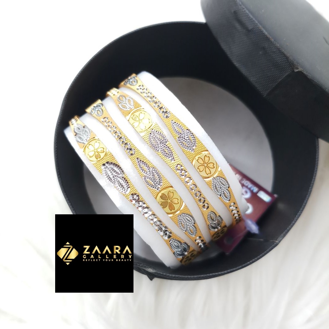 Picture of City Gold/ Gold Plated & Silver Plated Two-Tone Color Laser Cut Bangles For Women (Imported) M-CT7060 - 4 Pieces Top Quality Color - Express