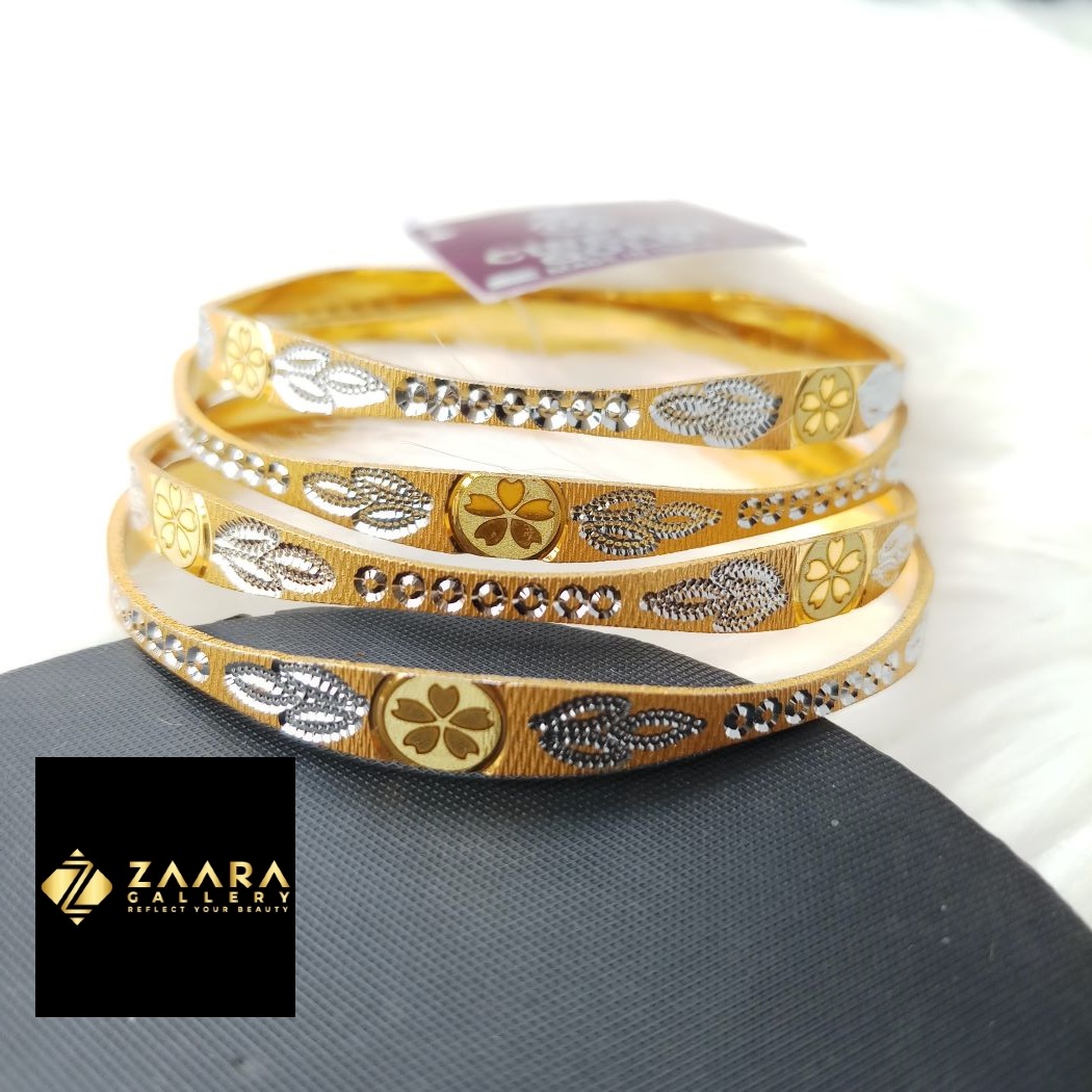 Picture of City Gold/ Gold Plated & Silver Plated Two-Tone Color Laser Cut Bangles For Women (Imported) M-CT7060 - 4 Pieces Top Quality Color - Express